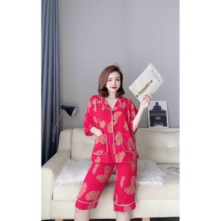 [Siêu rẻ] Set đồ ngủ dơi lửng mới - pijama lụa 100D free size, có bản số đo.