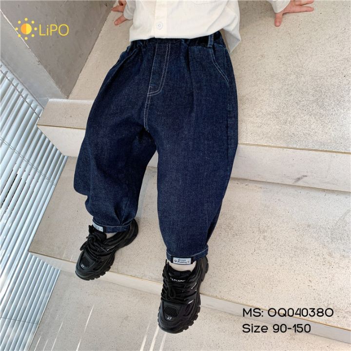 Quần jeans cao cấp cho bé trai Quần jeans/bò trẻ em xanh đậm đi học đi chơi cực chất size 90-150- OQ040