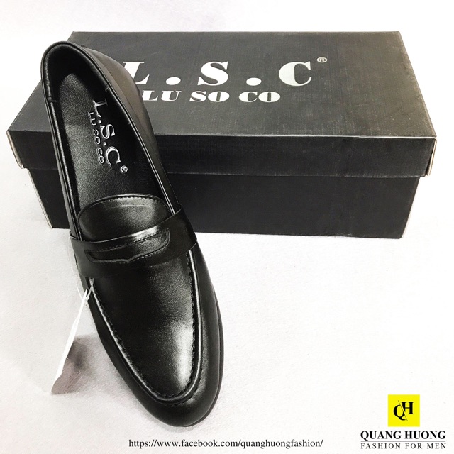 Giày âu/loafer hiệu LSC đen trơn cao cấp