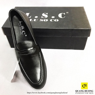 Giày âu/loafer hiệu LSC đen trơn cao cấp