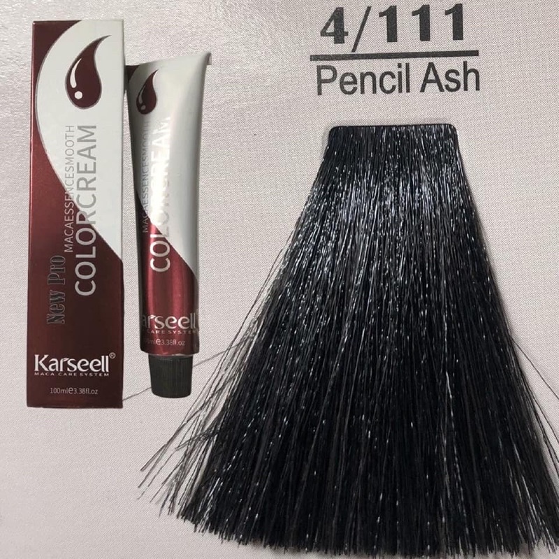 Thuốc Nhuộm Tóc Màu Đen Ánh Khói Pencil Ash 4/111 Than Chì Khói Chính hãng Karseell Ý Hair Dye Cream