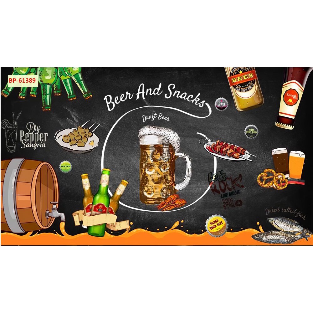 Tranh dán tường trang trí Nâng Cốc cùng chill hàng quán