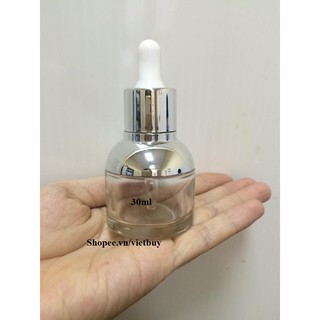 Chai thủy tinh trong serum nắp bạc 30ml M18