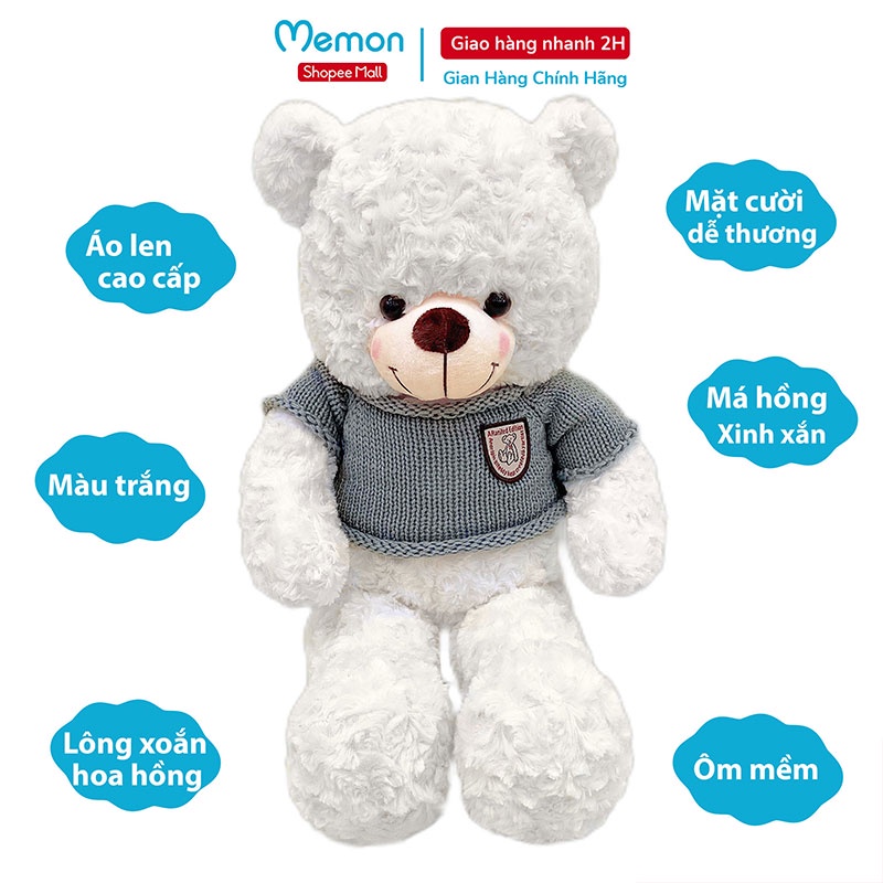 Gấu Bông Teddy Lông Xoắn Má Hồng Cao Cấp Memon