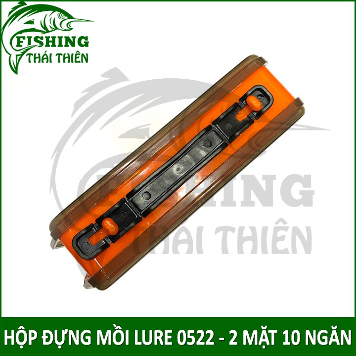 Hộp đựng mồi lure 0522 đựng mồi giả và phụ kiện câu cá 2 mặt 10 ngăn có tay cầm