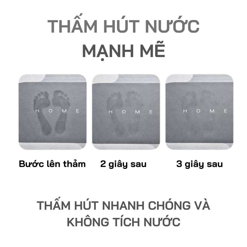 Thảm Lau Chân Silicon Siêu Thấm Nước, Thảm Chùi Chống Trượt Cao Cấp