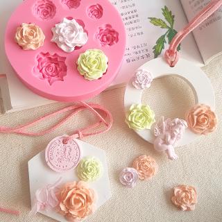 Hoa Hồng Khuếch Tán Khuôn Silicon Tự Làm Thẻ Xe Hơi Hương Liệu Thạch Cao Khuôn Trang Trí Bánh Fondant Khuôn