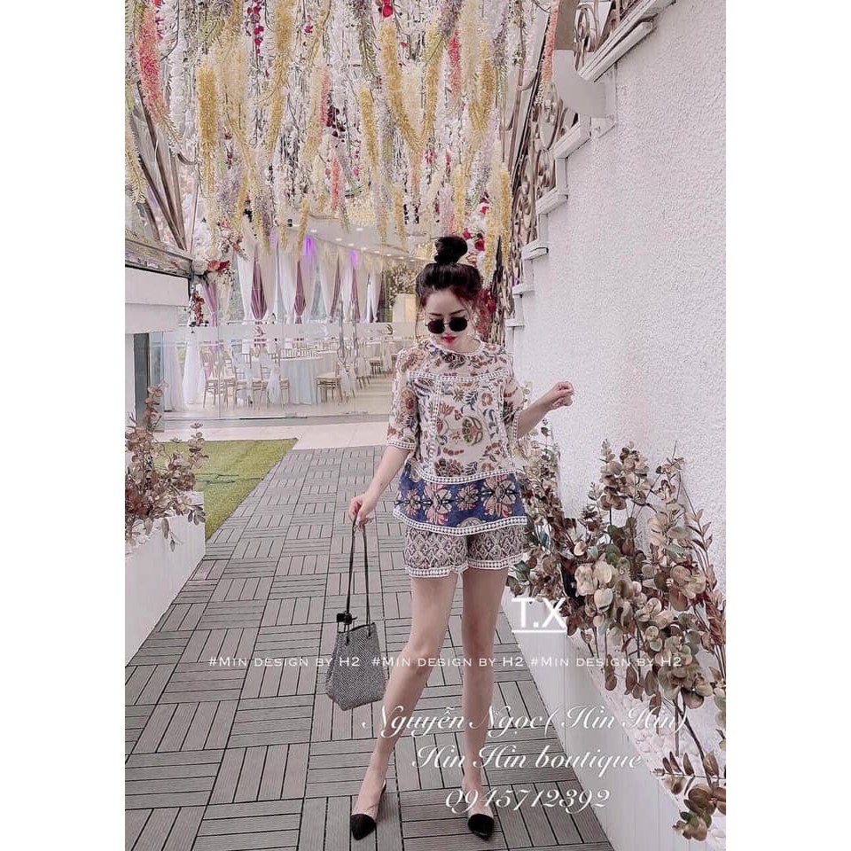 Set bộ nữ thổ cẩm pha ren. | BigBuy360 - bigbuy360.vn