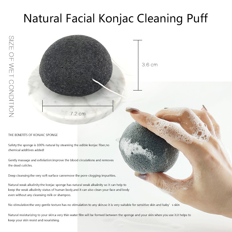 6Color Natural Konjac Konnyaku Facial Wash Cosmetic Puff Facial Cleaning Sponge Face Cleanse Washing Pad Facial Care Face Powder