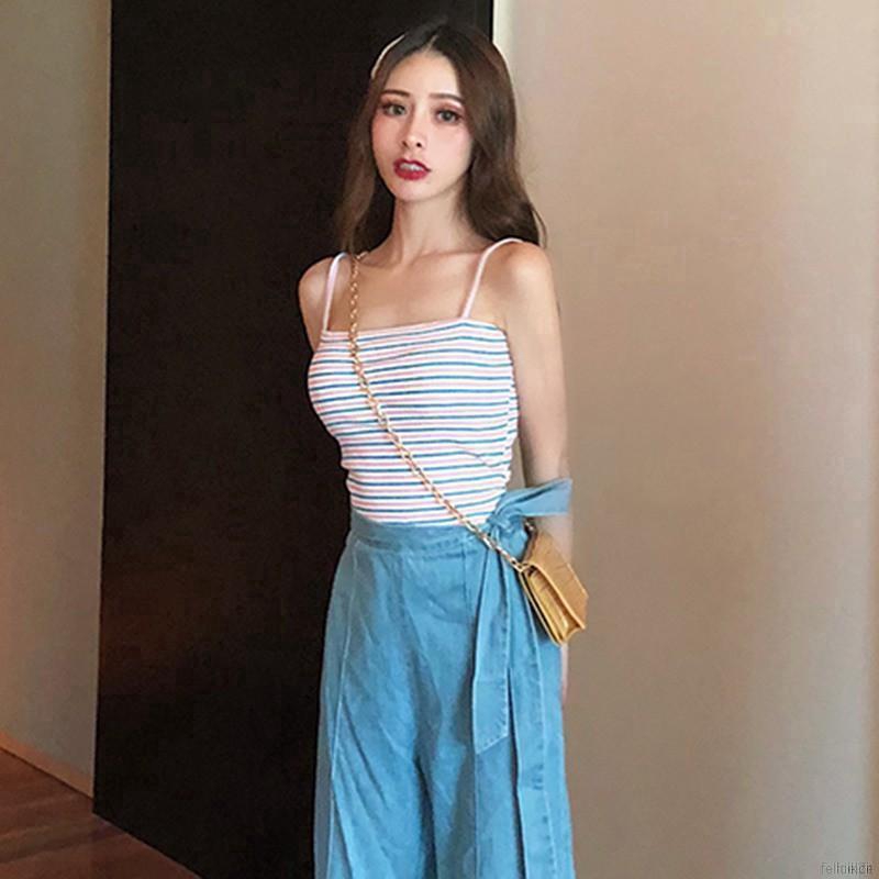 Áo 2 dây croptop kẻ sọc thời trang cho nữ
