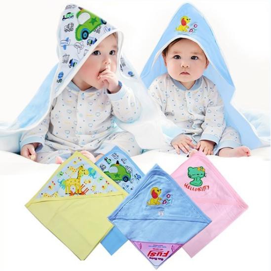 [100% Cotton Mềm Mịn] Chăn Ủ Thêu Sơ Sinh Có Mũ Fusi