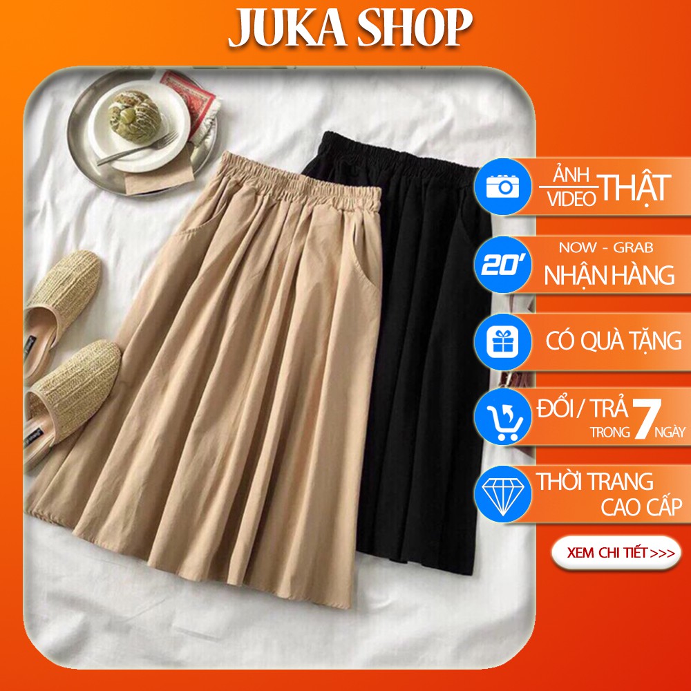 Chân váy xòe kaki đôi bạn thân - váy dài qua gối 63cm Juka shop | BigBuy360 - bigbuy360.vn