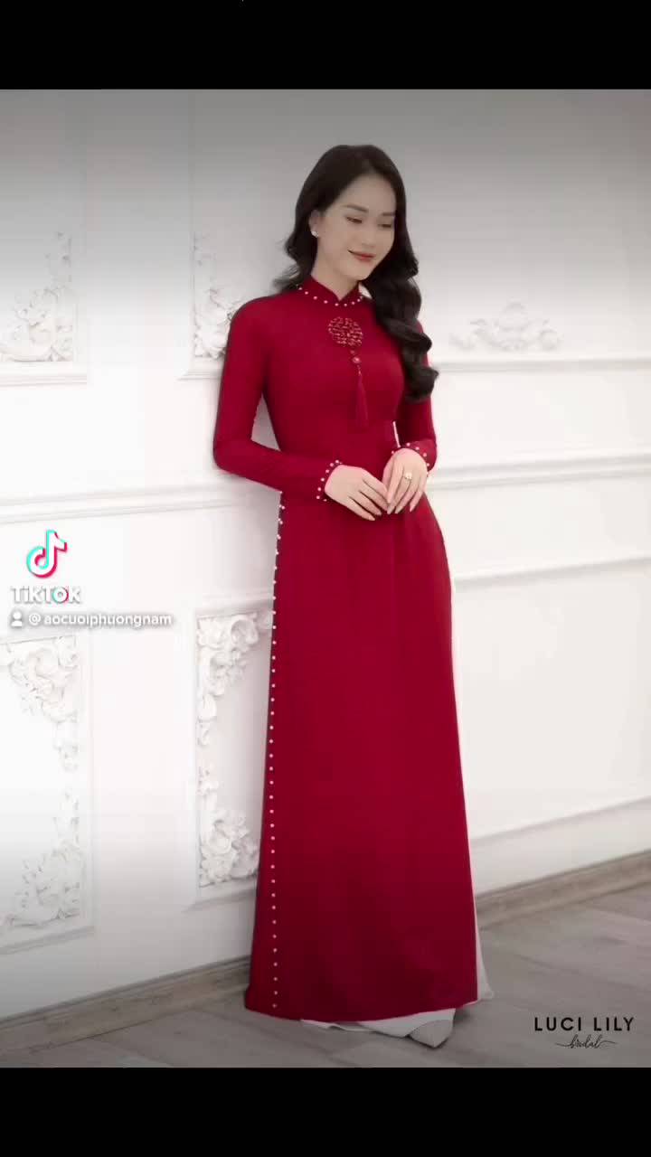 Áo dài tết ,áo dài cô dâu chất lụa tây thi đẹp mịn | BigBuy360 - bigbuy360.vn