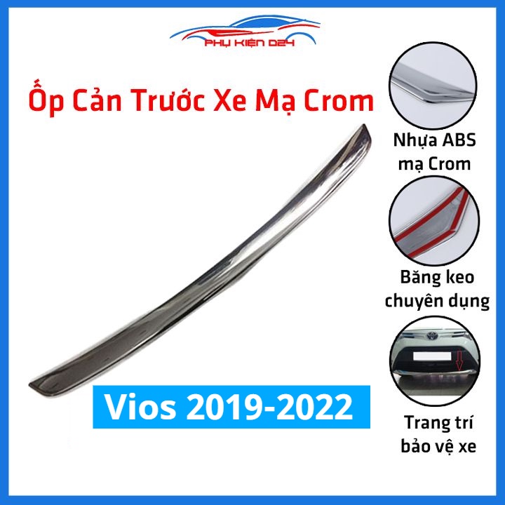 Ốp cản trước Vios 2019-2020-2021-2022 mạ crom trang trí chống trầy bảo vệ xe