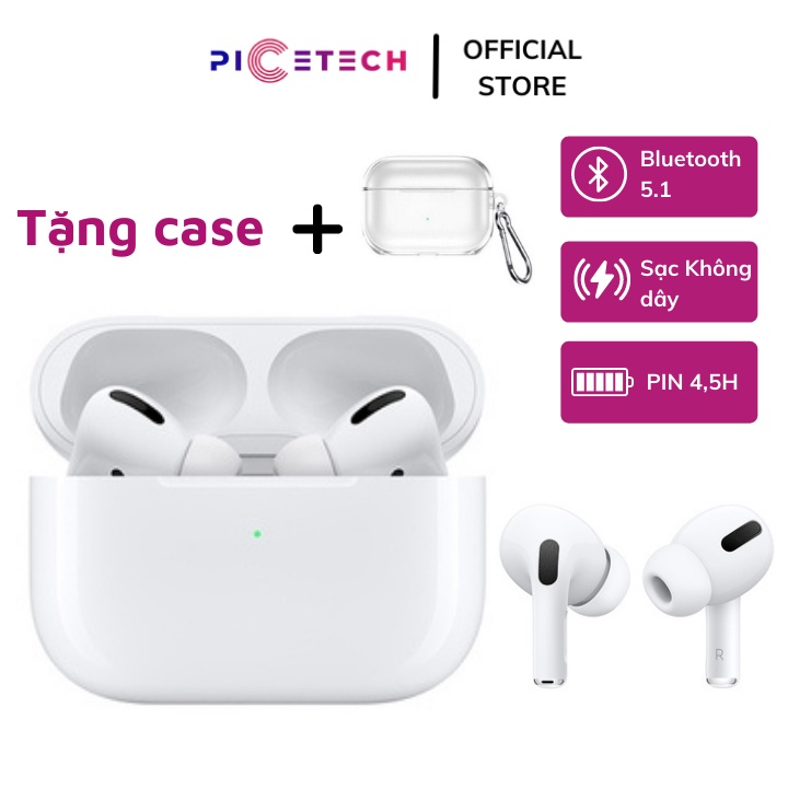 Tai Nghe Bluetooth Không Dây TWS Pro PICETECH Âm Thanh Vòm , Định Vị , Đổi Tên True Wireless( Tặng Case)