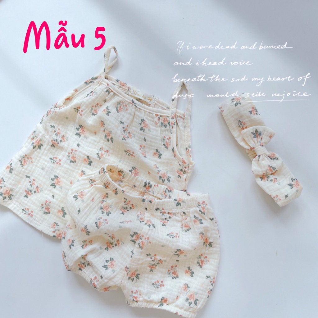 Đồ bộ 2 dây chất musline cao cấp cho bé gái / Đồ bộ 2 dây bé gái