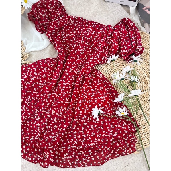 JUMPSUIT HOA ĐỎ THẮT NƠ LƯNG