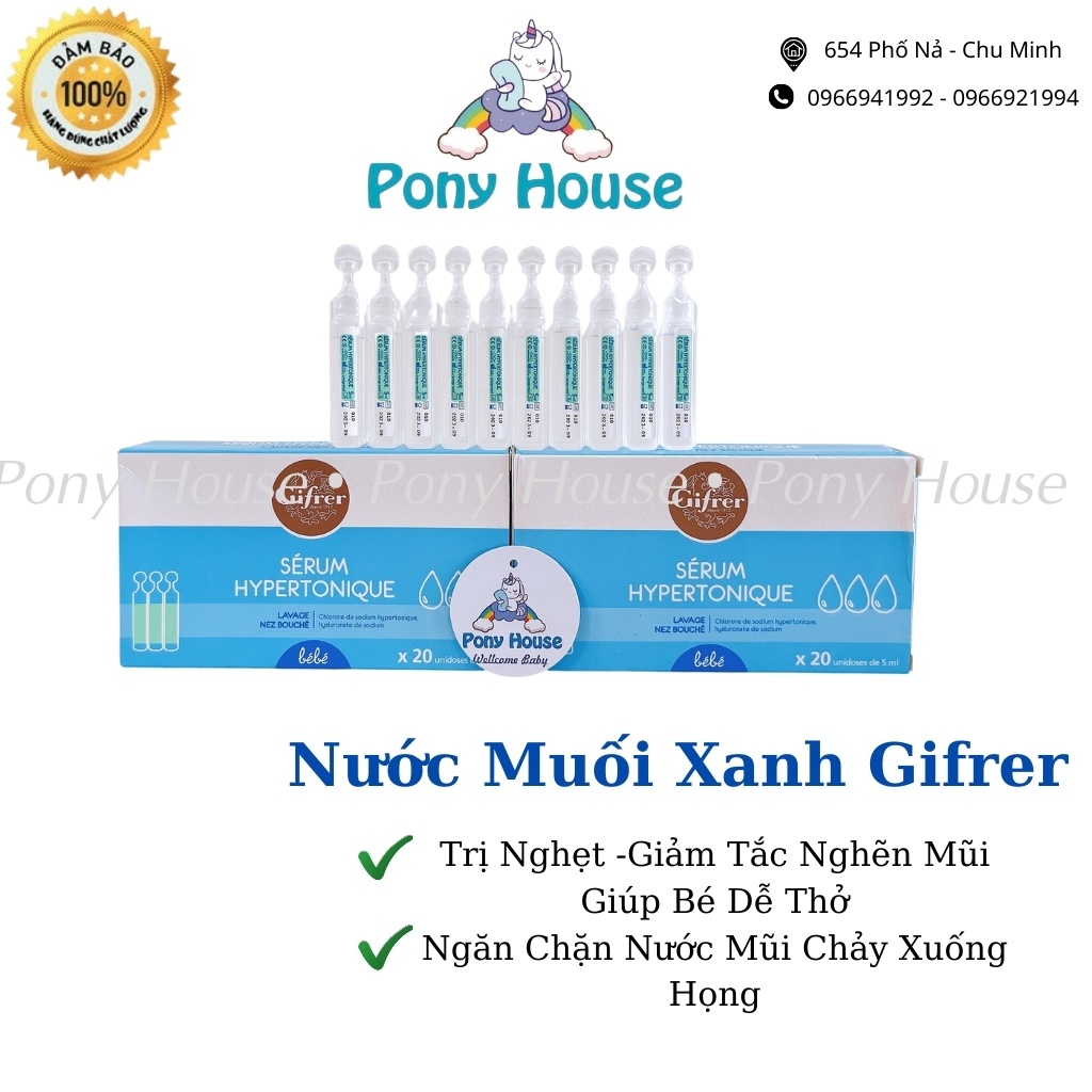 Nước Muối Sinh Lý Xanh Gifrer Pháp Giảm Ngạt, Tắc Nghẽn Mũi Cho Bé lọ 5ML