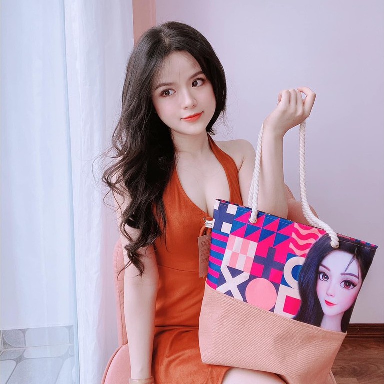 [Mua 1 được 3] Túi Tote Vải Canvas In Hình Chân Dung Kymviet 100% Handmade, Thiết Kế Thời Trang, Đựng Đồ Đa Năng