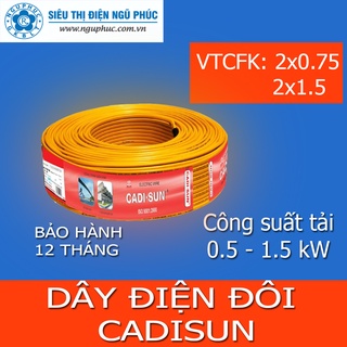 DÂY ĐIỆN ĐÔI Cadisun VCTFK 2 x 0.75MM; 2 x 1.5MM