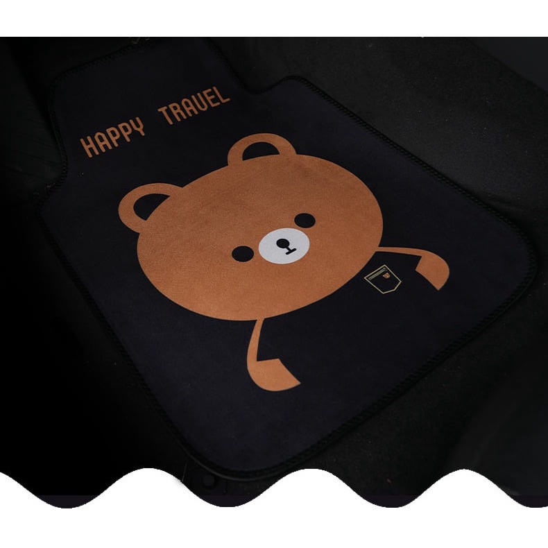 THẢM LÓT SÀN XE HƠI HÌNH GẤU BROWN LINE FRIEND DỄ THƯƠNG