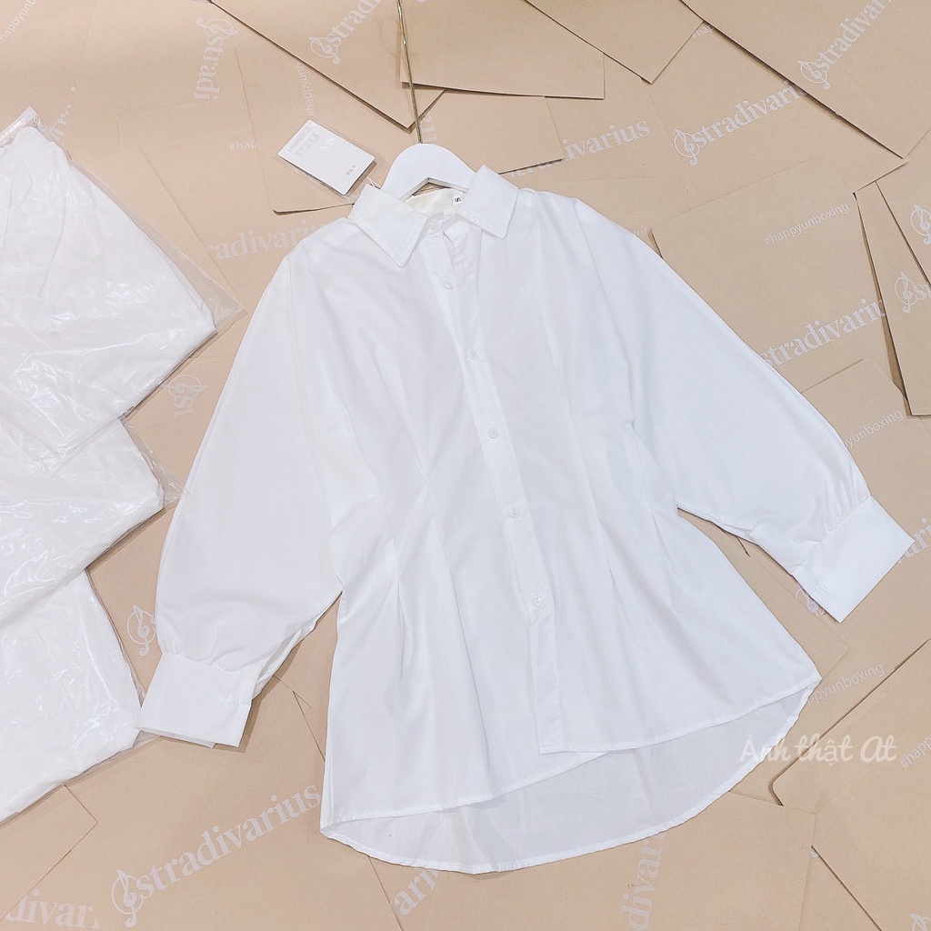 Áo sơ mi  trắng nữ nhún eo dáng xòe áo sơ mi nữ công sở LD023 | BigBuy360 - bigbuy360.vn