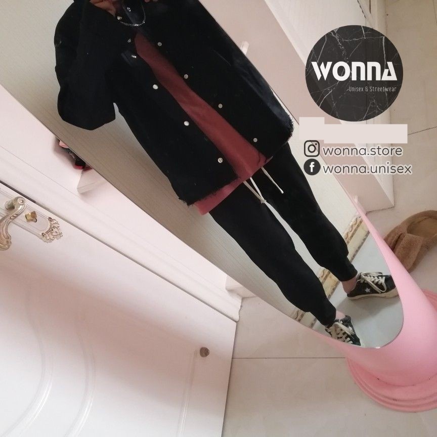 Áo khoác denim unisex sơ mi cổ thuyền tay dài jacket cho nam nữ Quảng Châu basic nút bấm màu xanh rêu đen