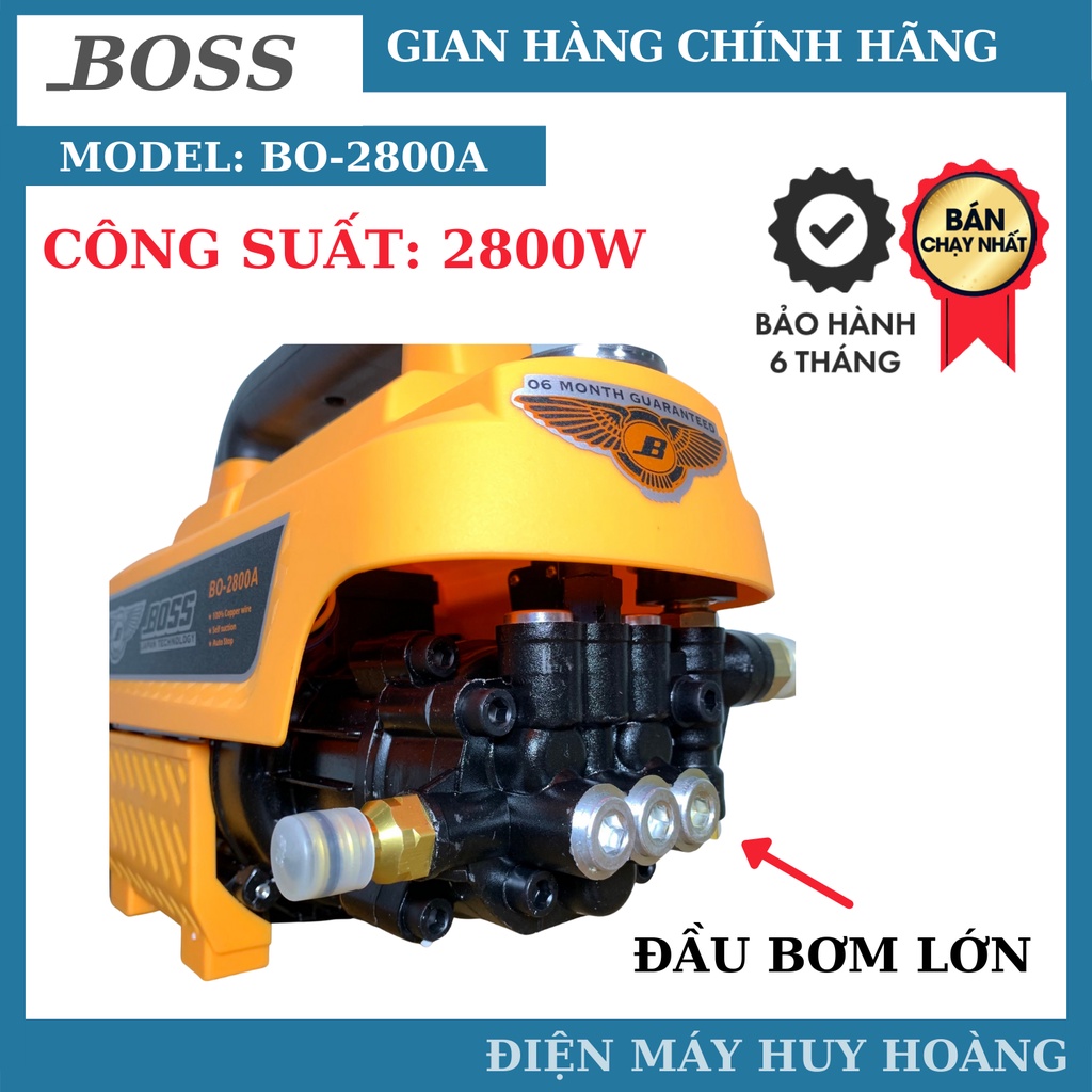 Máy rửa xe chính hãng BOSS 2800w thế hệ mới | Thân máy nặng 11,8kg | Động cơ dây đồng 100%