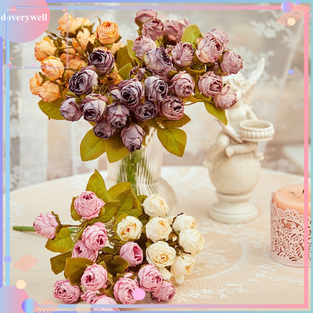 Bó Hoa Giả 15 Bông Xinh Xắn Trang Trí Chụp Ảnh