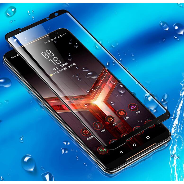 Kính cường lực 9H 2.5D viền đen bảo vệ toàn màn hình cho điện thoại ASUS ROG 2 3 5 ROG Phone II III 5 Pro 5 Ultimate
