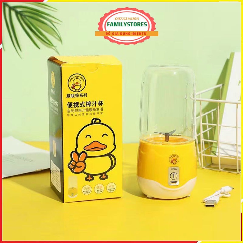 Máy Xay Sinh Tố Cầm Tay Mini Sạc Điện Dung Tích 400ml Máy Xay Hoa Quả Mini Vịt Vàng Mẫu Mới