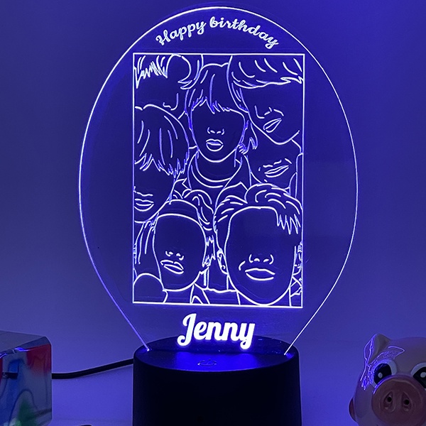 Đèn LED 3D khắc hình nhóm nhạc Pop Music BTS tùy chỉnh tên riêng với điều khiển 16 màu làm quà tặng độc đáo