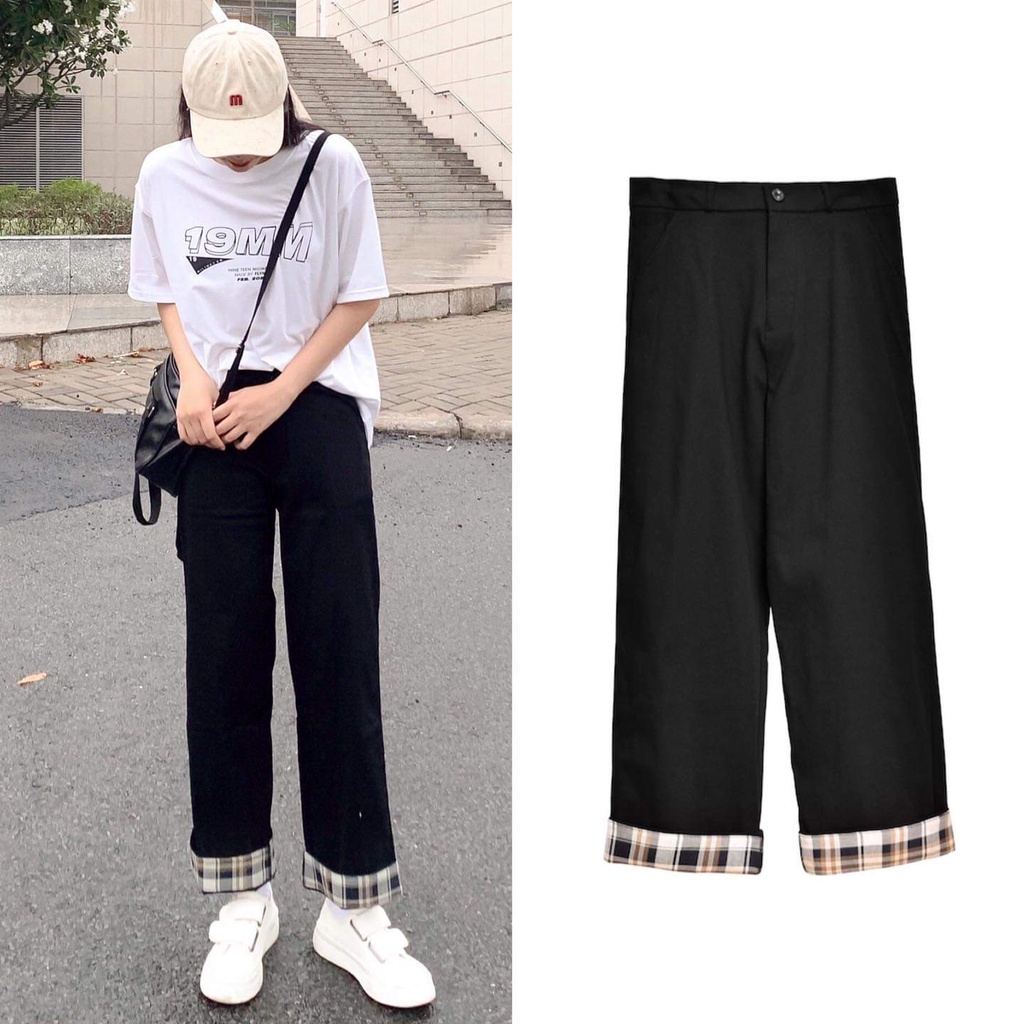 Quần Kaki TOGO PANTS Phối Line Caro Ống Suông Ulzzang Unisex