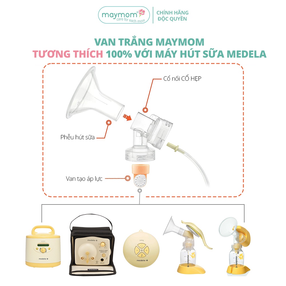 Van Trắng Máy Hút Sữa Maymom, Phụ Kiện Thay Thế Máy Medela Pump, Harmony, Swing, Mini Electric