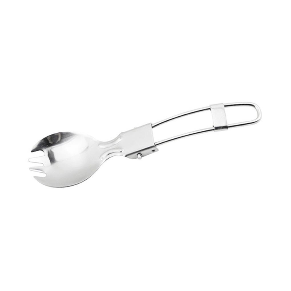 Muỗng / Nĩa Bằng Thép Không Gỉ Có Thể Gấp Gọn Tiện Dụng Mang Theo Du Lịch Dã Ngoại