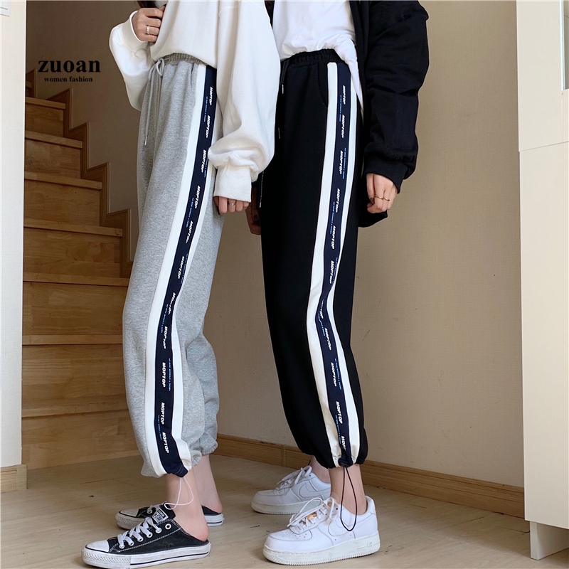 Quần thể thao SUXI ống rộng phối dây rút thời trang thu đông cho nữ