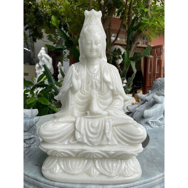 Tượng Phật bà quan âm bằng đá mỹ nghệ non nước cao 35cm