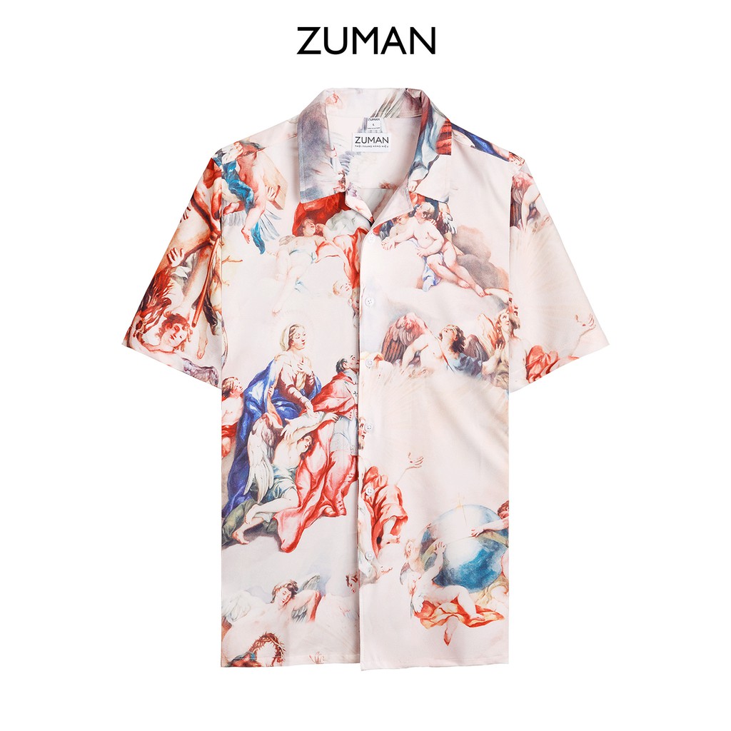 Áo sơ mi nam họa tiết thiên thần JUSTICE ANGEL ASM207 ZUMAN  Fulltag, Chuẩn cao cấp, lụa vân chéo 100% | BigBuy360 - bigbuy360.vn