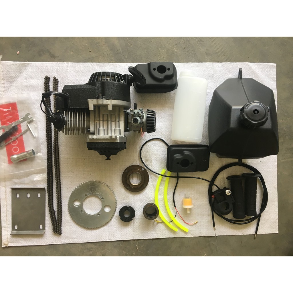 BỘ CHẾ XE ĐỘNG CƠ XĂNG 50CC CHẾ KHUNG SƯỜN XE ĐẠP