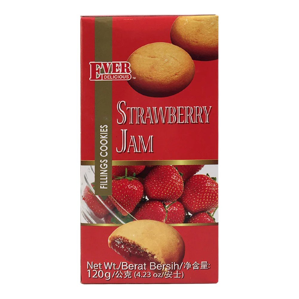 Bánh quy nhân mứt dâu EVER Malaysia 120gr - Strawberry jam fllings cookies