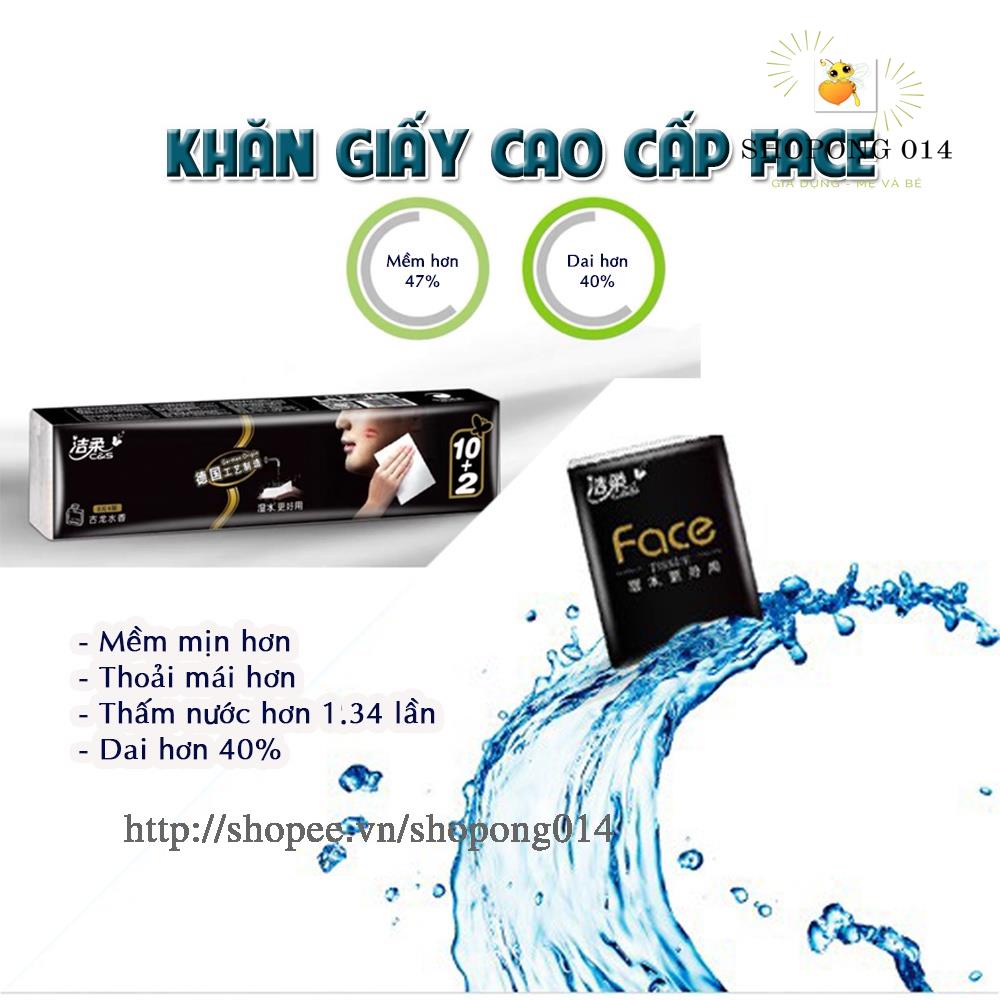 Khăn giấy bỏ túi Face đen 1 thanh 12 gói