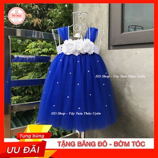 Đầm tutu cho bé ❤️FREESHIP❤️ Đầm tutu xanh coban hoa hồng trắng