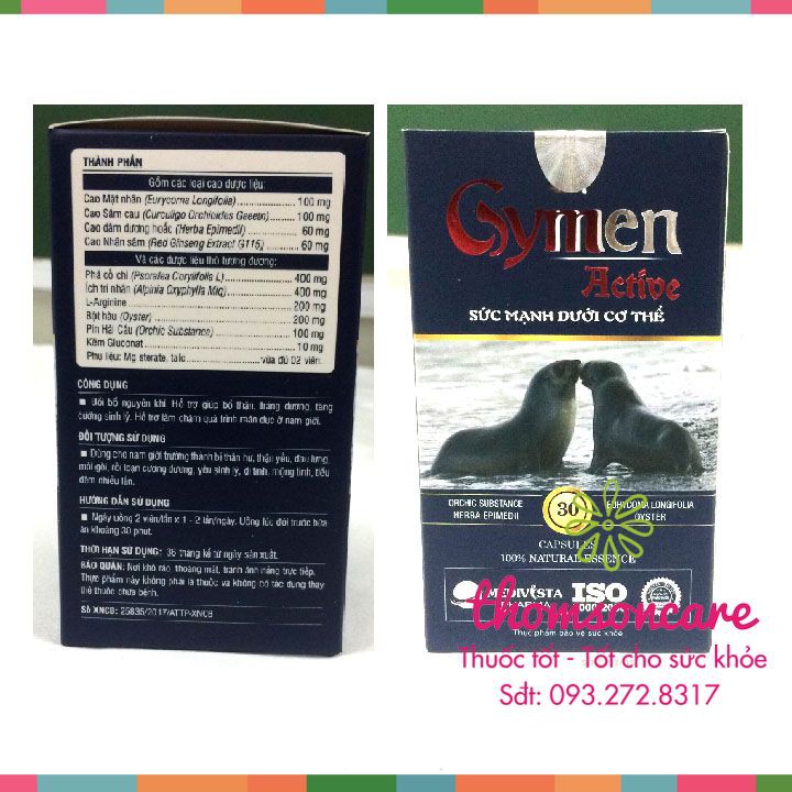 Tăng cường sinh lý nam Gymen Active Gold Hộp 30v bổ thận tráng dương từ tự nhiên