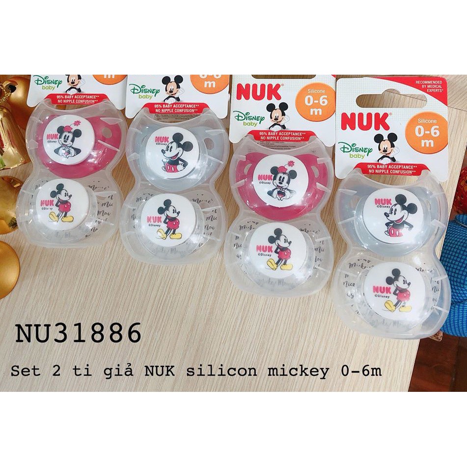 BỘ 2 TI GIẢ NUK SLEEPTIME SILICONE PLUS 0-6M, 6-18M (MICKEY HOẶC DISNEY)