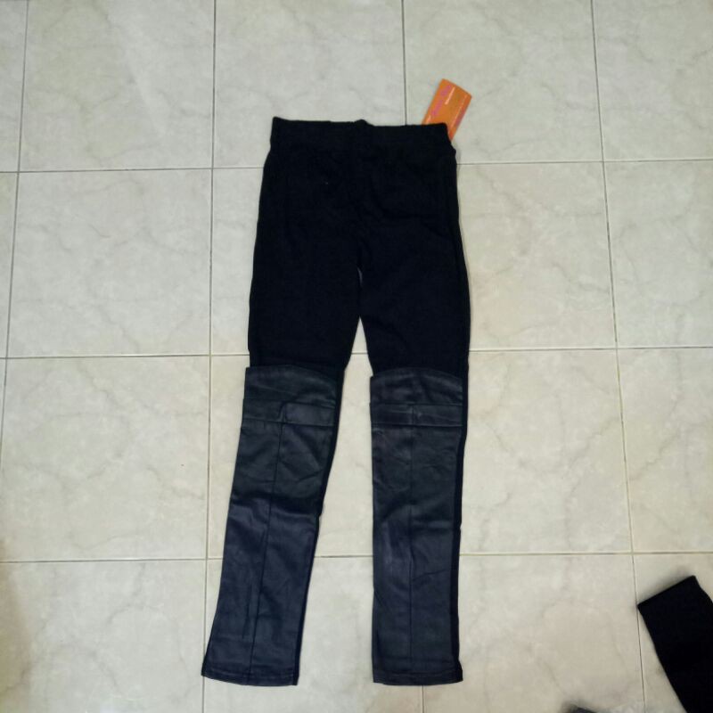 quần legging cách điệu phối da