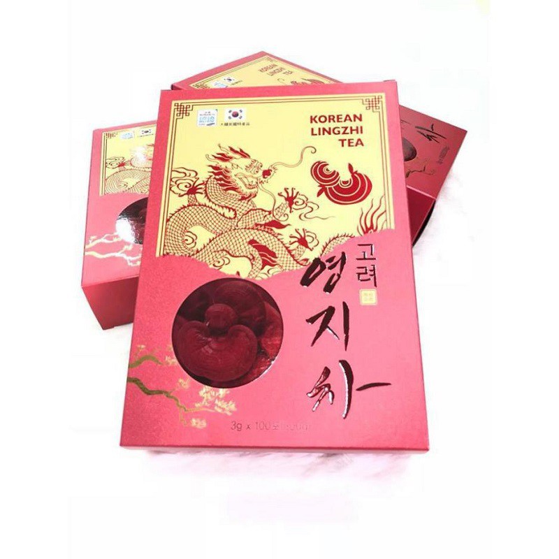 [ Trợ Giá ] Trà Linh Chi đỏ Hàn Quốc - Korean Lingzhi Tea, Hộp 100 Gói * 3g, Giúp Thanh Nhiệt Cơ Thể