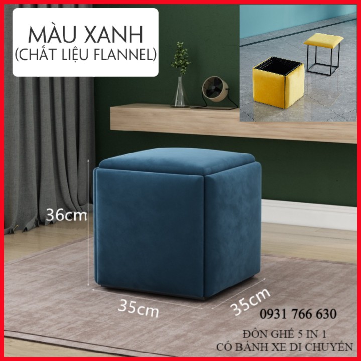 Đôn ghế sofa khung kim loại 5in1 kiêm hộp đựng đồ đa năng 36*35*35cm