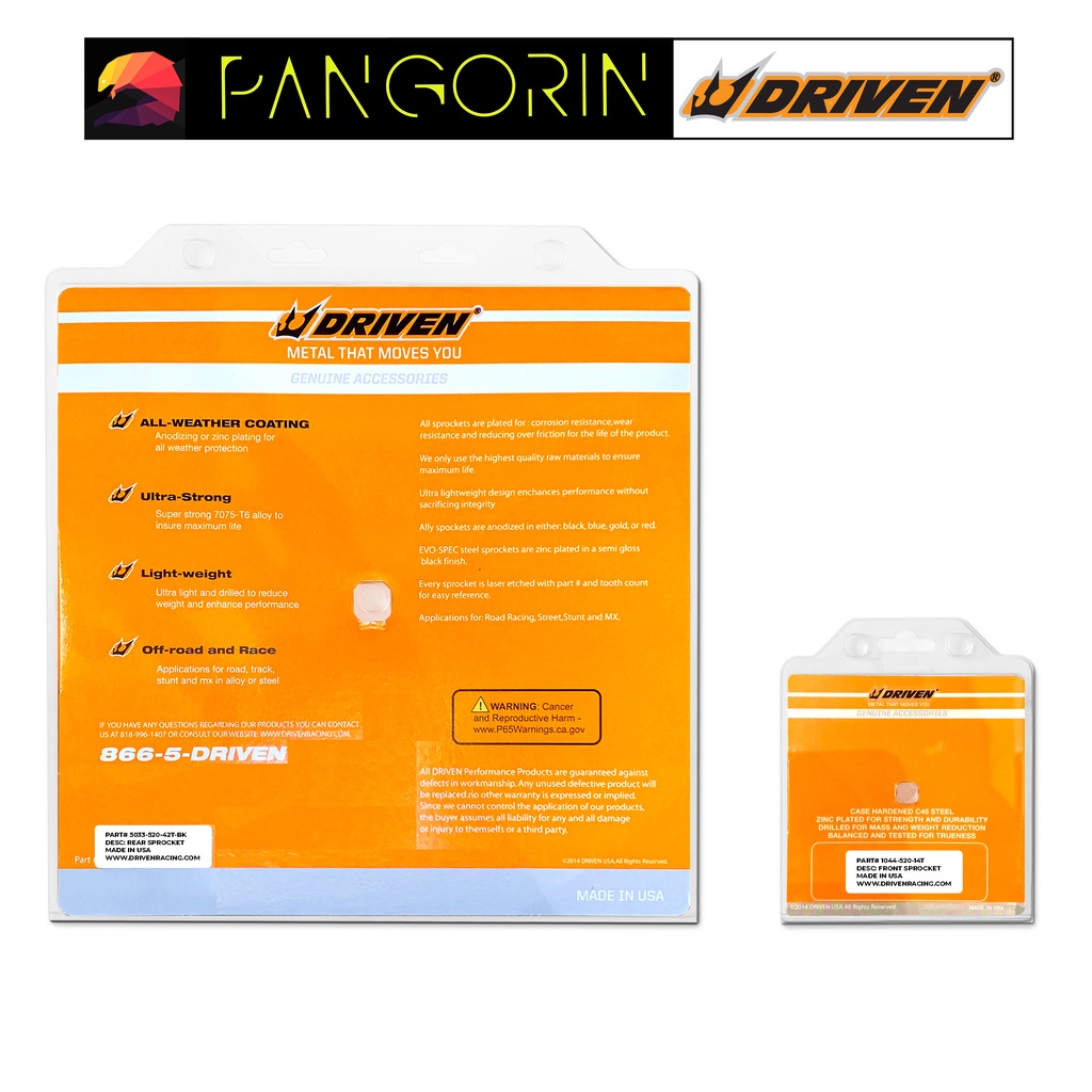 Driven Racing - Nhông dĩa cho xe phân khối lớn mô tô Kawasaki KLX-250 chất liệu nhôm, màu sắc đen