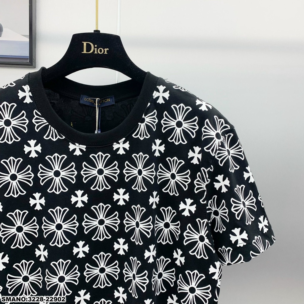 Áo Phông Nam Họa Tiết Hoa Vải Cotton Mát Mịn - Áo Thun Nam LV In Họa Tiết Cao Cấp