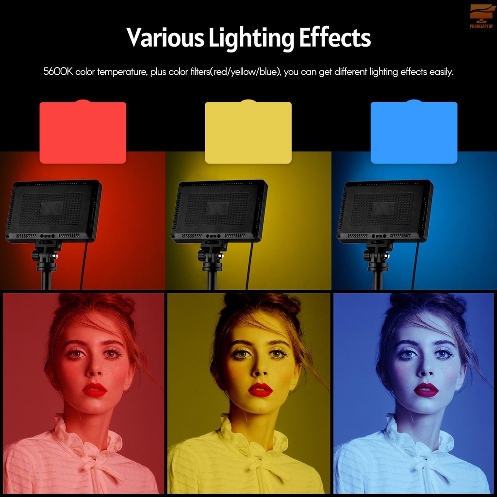 Bộ đèn LED Andoer Usb 3x5600k + 3 giá đỡ + 12 bộ lọc màu + 3 bộ điều hợp cho hội nghị/ video